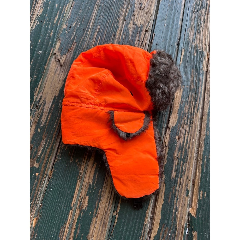 Unbranded Blaze Orange Trapper Hat Faux Fur Lined Hunting Aviator Cap A1172